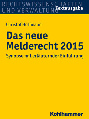 cover image of Das neue Melderecht 2015